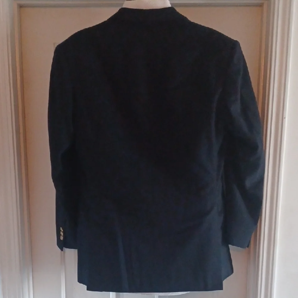 Custom Navy Double-Breasted Cashmere Blazer w/ Gold Buttons - Picture 10 of 12